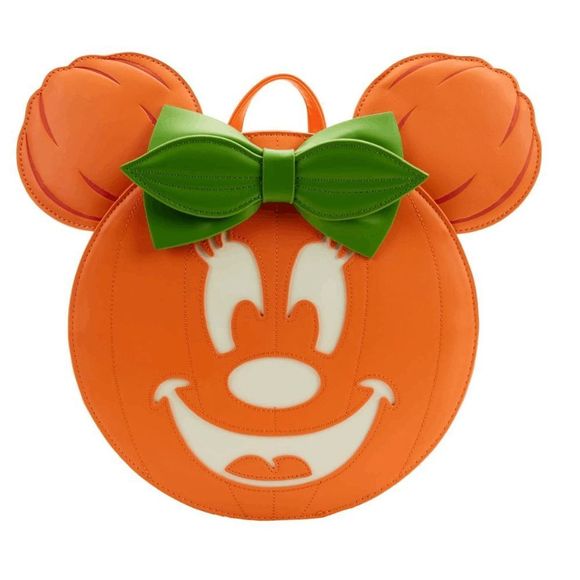 Loungefly NWT Disney Glow Face Minnie Pumpkin HALLOWEEN Backpack Purse - Picture 1 of 14